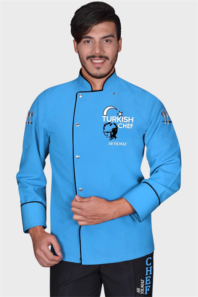 1470 Lider Turkısh Chef Aşçı Ceketi Turkuaz