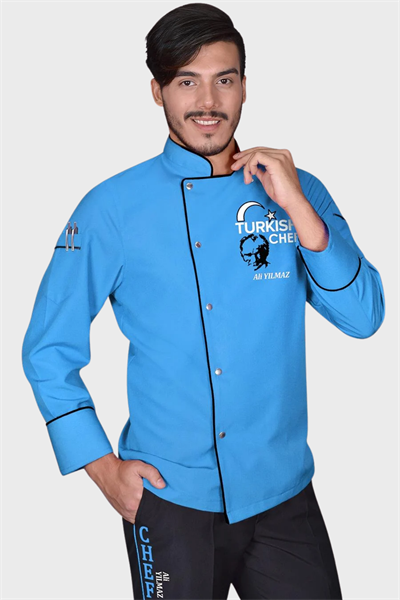 1470 Lider Turkısh Chef Aşçı Ceketi Turkuaz
