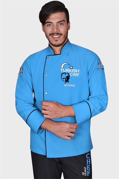 1470 Lider Turkısh Chef Aşçı Ceketi Turkuaz