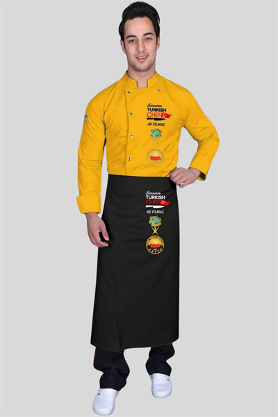 1477  Muhteşem Sarı Turkısh Chef Aşçı Elbisesi
