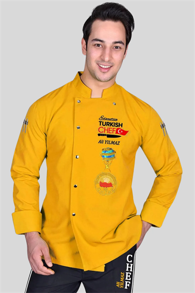 1477  Muhteşem Sarı Turkısh Chef Aşçı Elbisesi