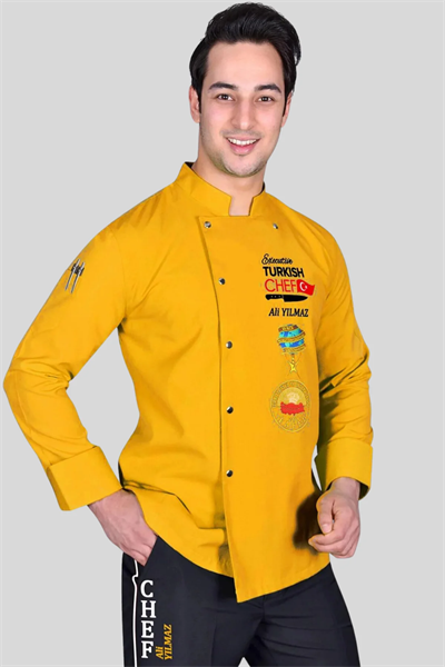 1477  Muhteşem Sarı Turkısh Chef Aşçı Elbisesi