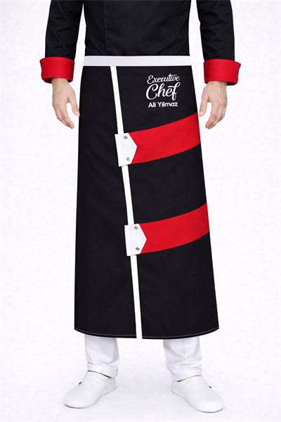 5357 Özel Tasarım Aşçı Önlüğü Siyah