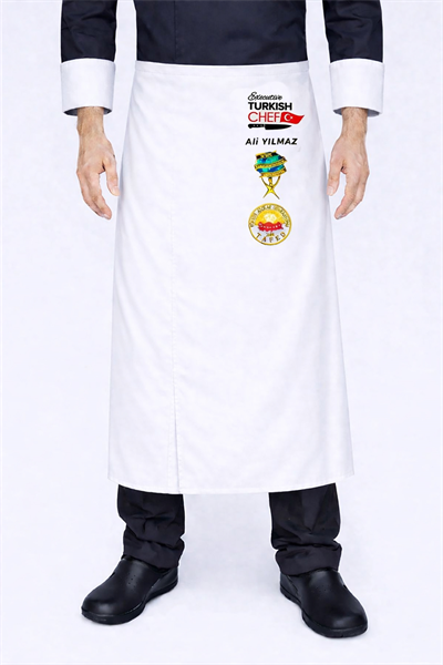 5364 Muhteşem Beyaz Turkısh Chef Aşçı Önlüğü İsminizin Nakış İle İşletebilirsiniz)