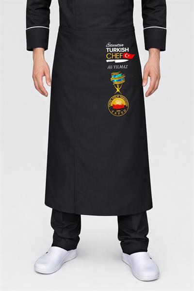 5365 Muhteşem Siyah Turkısh Chef Aşçı Önlük Modeli İsminizin Nakış İle İşletebilirsiniz