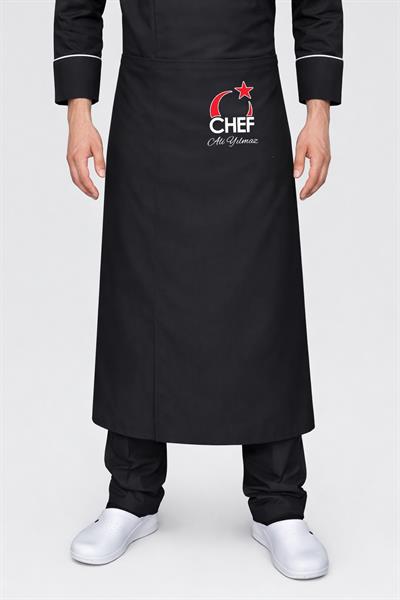 5372 Türkiyem Şef Aşçı Önlüğü Siyah İsminizin Nakış İle İşletebilirsiniz