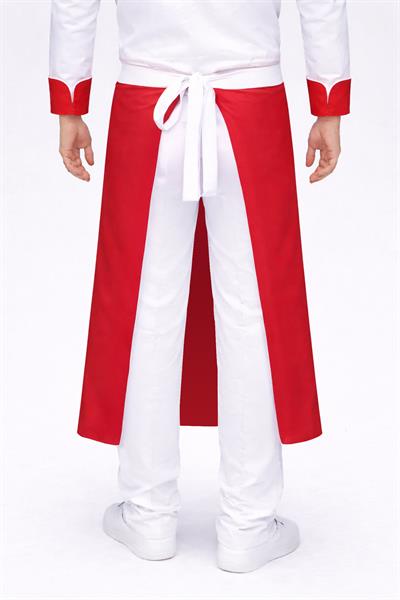 5376 Tarz Aşçı Önlüğü Kırmızı Beyaz