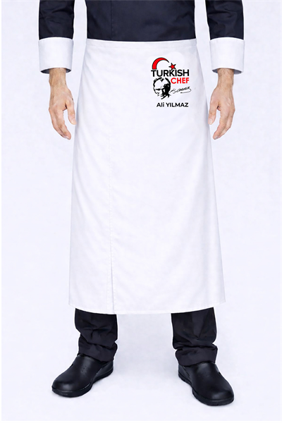 5383 Lider Turkısh Chef Aşçı Önlüğü Beyaz İsminizin Nakış İle İşletebilirsiniz