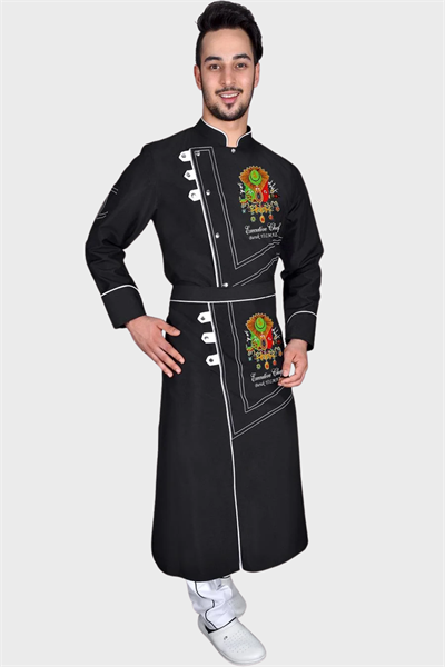 Balçova Osmanlı Armalı Siyah Şef Aşçı Ceketi