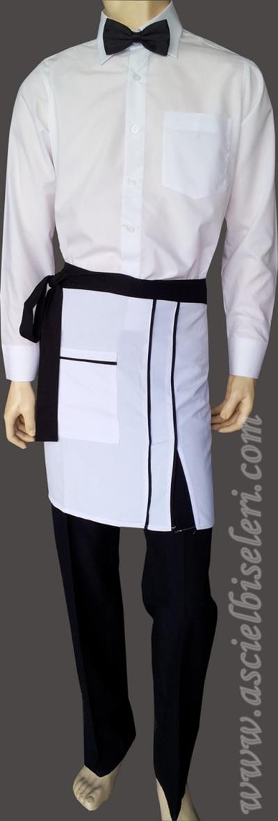 Beyaz Siyah Kısa Garson Önlükleri