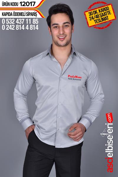 De-12017- Gri Garson Gömlek Modelleri