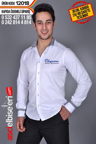 De-12018- Beyaz Garson Gömlekleri Gömlek