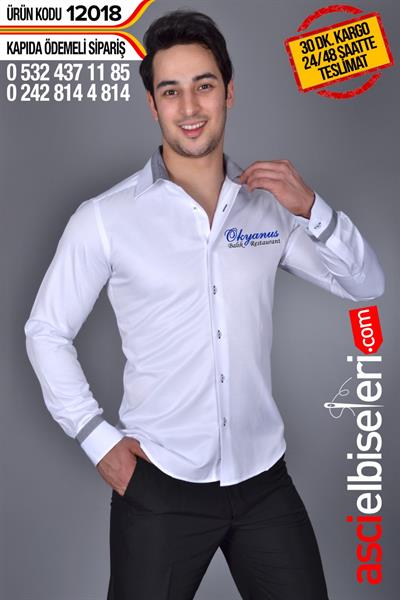 De-12018- Beyaz Garson Gömlekleri Gömlek