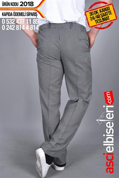 De 2018 Aşçı Pantolonu Büyük Kareli