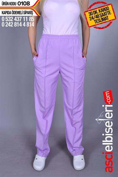 De0108 Lila Tam Lastikli Pantolon