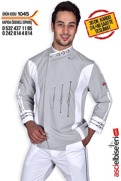 De1045 Isparta Gri Leke Gizleyen Chef Ceketi