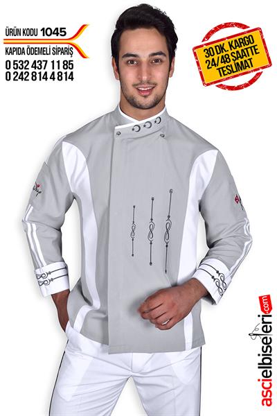 De1045 Isparta Gri Leke Gizleyen Chef Ceketi