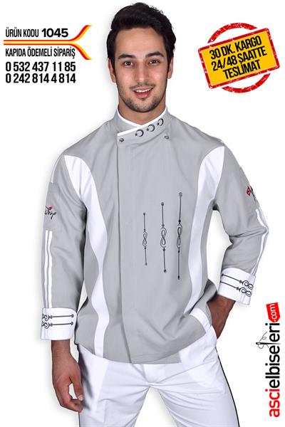 De1045 Isparta Gri Leke Gizleyen Chef Ceketi