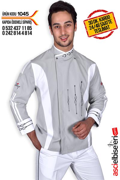 De1045 Isparta Gri Leke Gizleyen Chef Ceketi