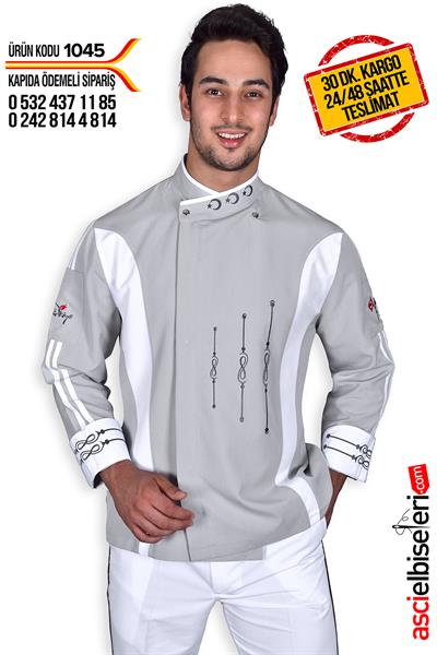 De1045 Isparta Gri Leke Gizleyen Chef Ceketi