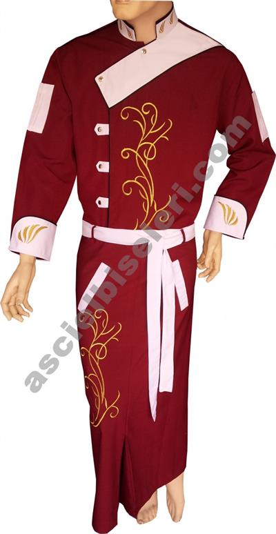 De1060 Osmaniye Bordo Beyaz Chef Aşçı Ceketleri