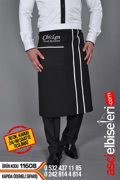 De11608 Siyah Beyaz Uzun Garson Önlükleri