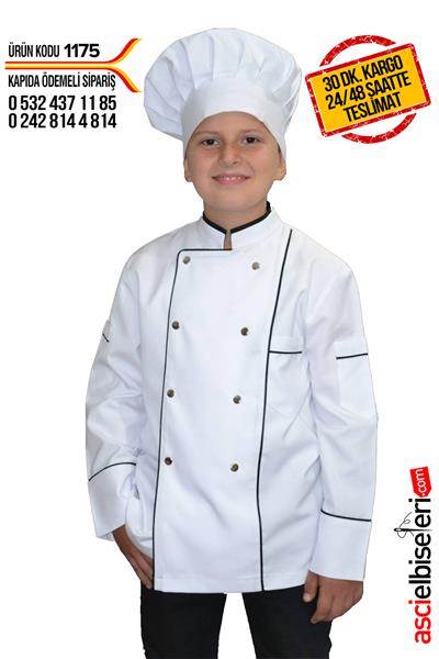 De1175  Çocuk Aşçı Ceket Ve Önlük(Kep Dahil Dağil)