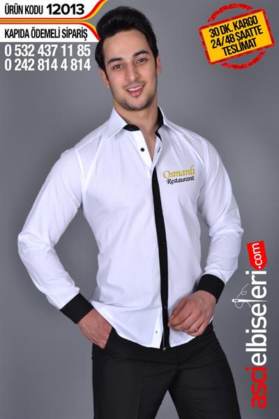 De12013 Garson Gömlekleri Beyaz Siyah