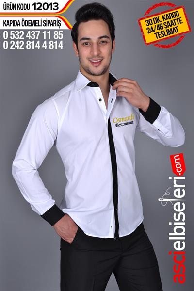 De12013 Garson Gömlekleri Beyaz Siyah