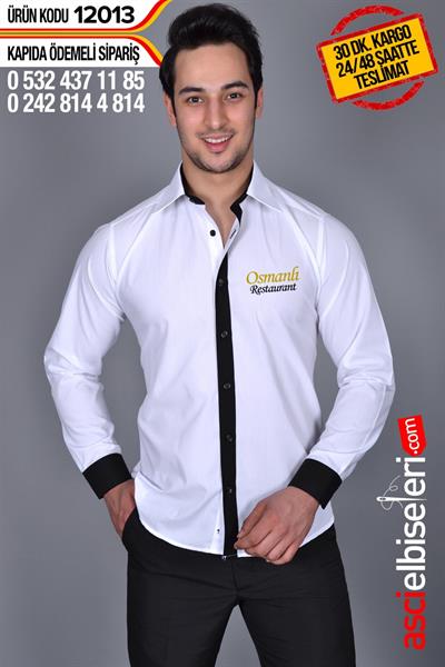 De12013 Garson Gömlekleri Beyaz Siyah
