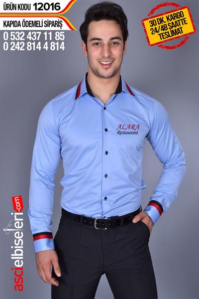 De12016 Garson Gomlekleri Gömleğin Sol Göğüsüne Firma Adını Nakış İle Yazmak