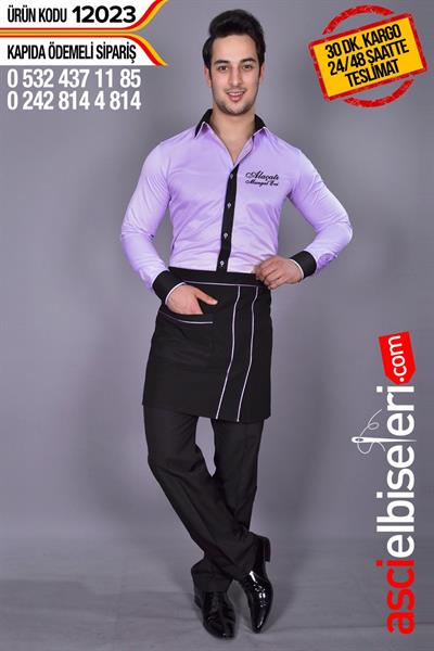 De12023 Garson Gömlekleri (Lila Renk)