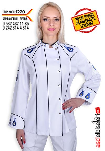 De1220 Beyaz Bayan Aşçı Ceketi