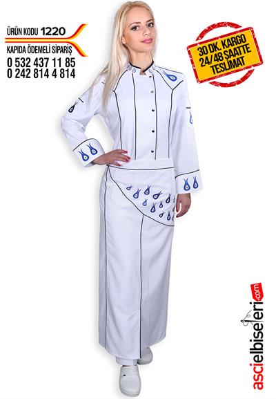 De1220 Beyaz Bayan Aşçı Ceketi