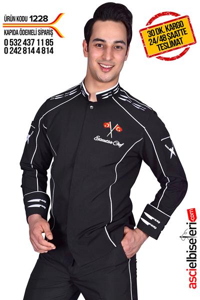 De1228-Aşçı Ceketi Siyah