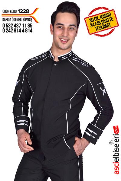 De1228-Aşçı Ceketi Siyah