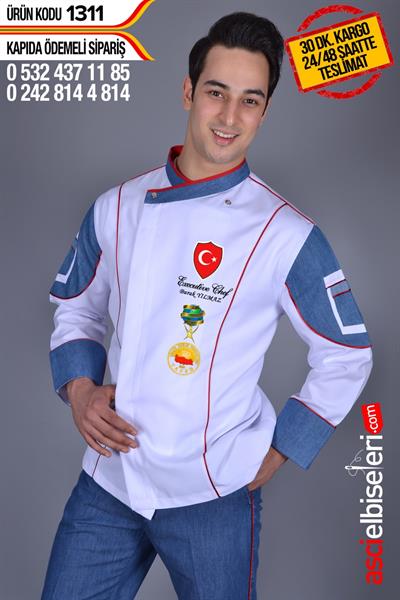 De1311 Bıg Chef Kot Kumaşlı Yeni Aşçı Ceketi Beyaz