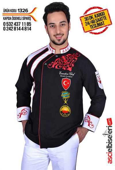 De1326 Siyah Şef Aşçı Ceketi
