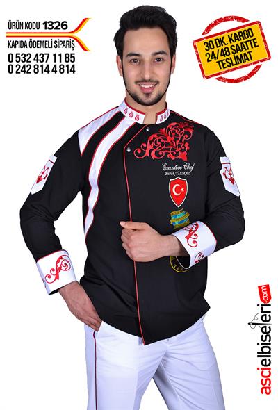 De1326 Siyah Şef Aşçı Ceketi