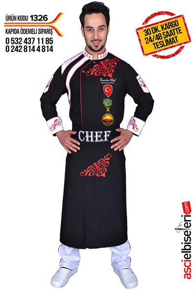 De1326 Siyah Şef Aşçı Ceketi