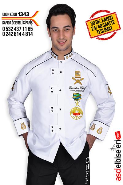 De1343 Beyaz Şef Aşçı Ceketi