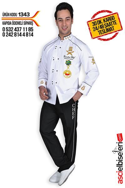 De1343 Beyaz Şef Aşçı Ceketi