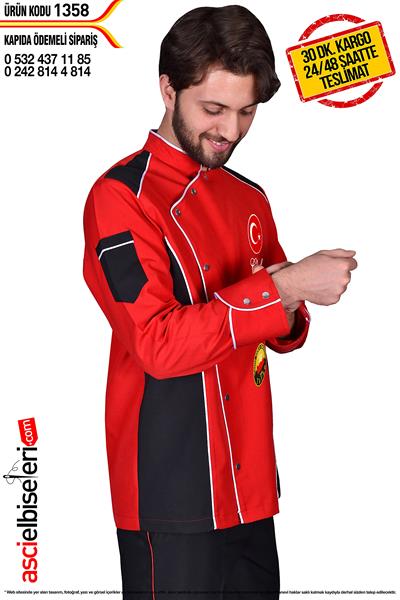 De1358 Şef Aşçı Ceketi Kırmızı