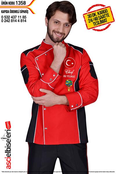 De1358 Şef Aşçı Ceketi Kırmızı