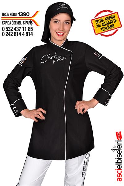 De1390- Tesettür Aşçı Forması Siyah