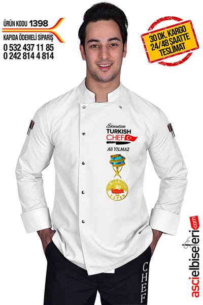 De1398 Beyaz Turkısh Chef Aşçı Ceketi