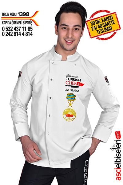 De1398 Beyaz Turkısh Chef Aşçı Ceketi