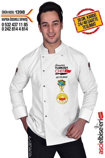 De1398 Beyaz Turkısh Chef Aşçı Ceketi
