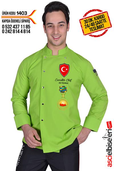 De1403 Bıg Chef Fıstık Yeşil Şef Aşçı Ceketi