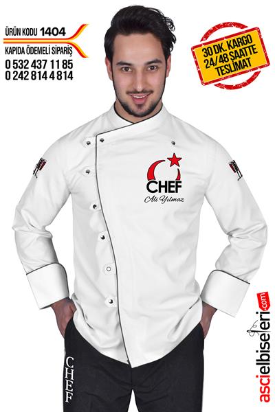 De1404 Türkiyem Şef Aşçı Ceketi Beyaz